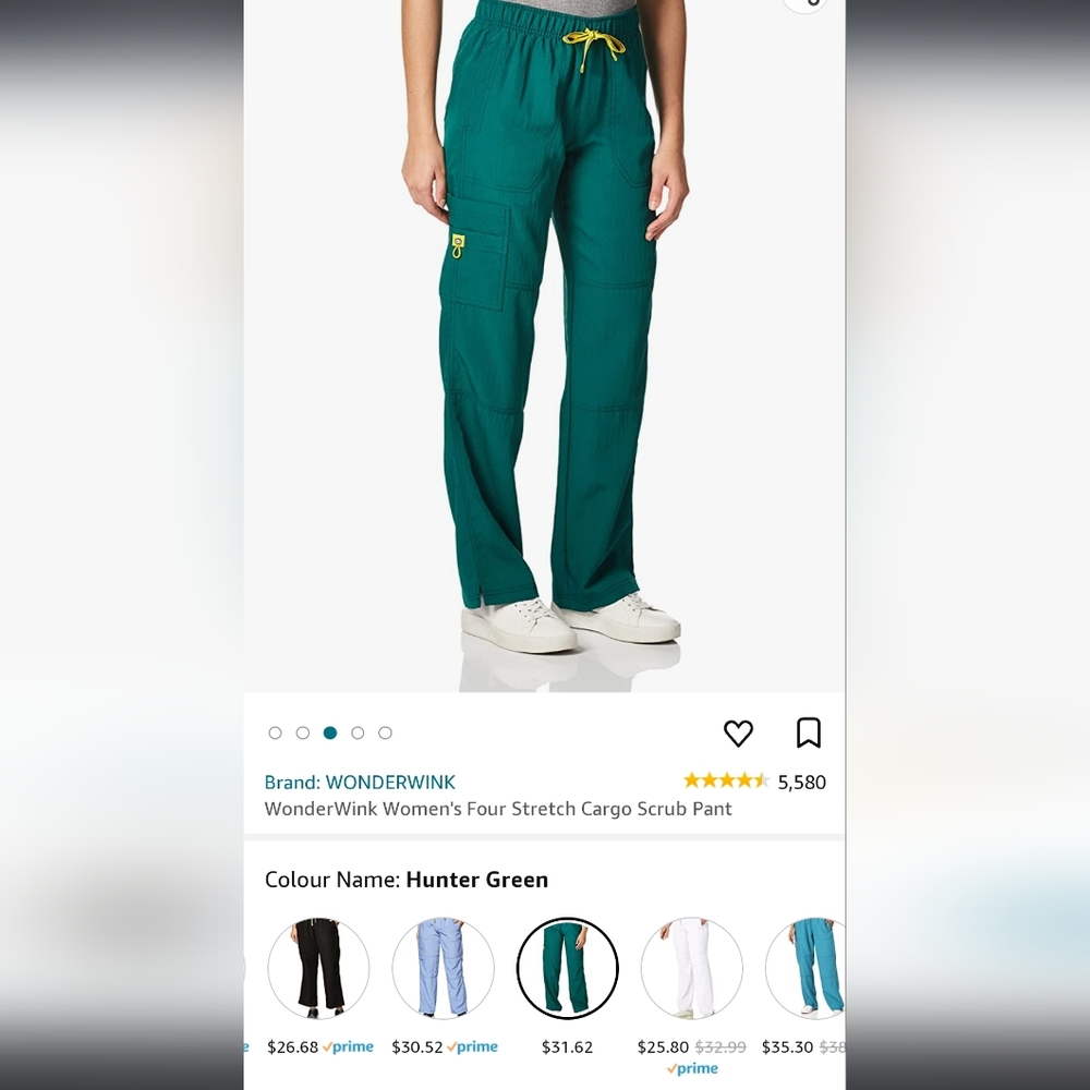 COPY - 2/$25 Wonderwink way stretch cargo pant in hunter size XL